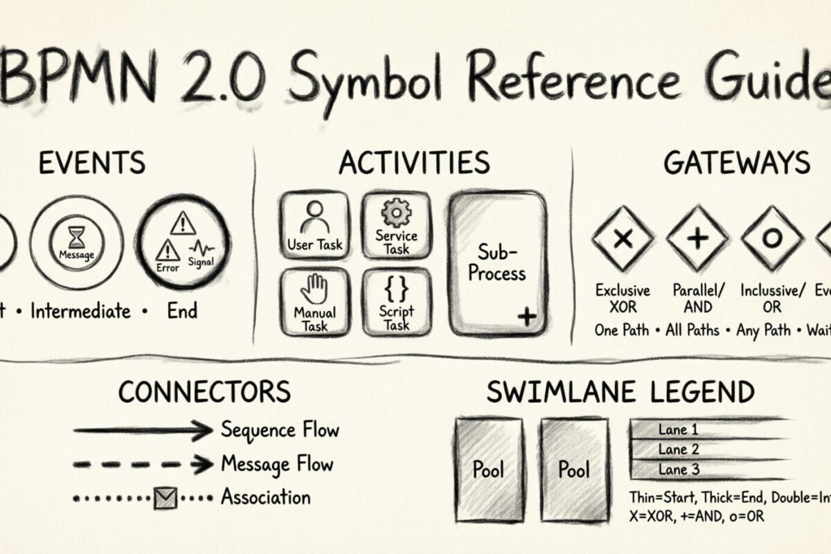 解码每个BPMN符号和网关，以获得清晰的流程图