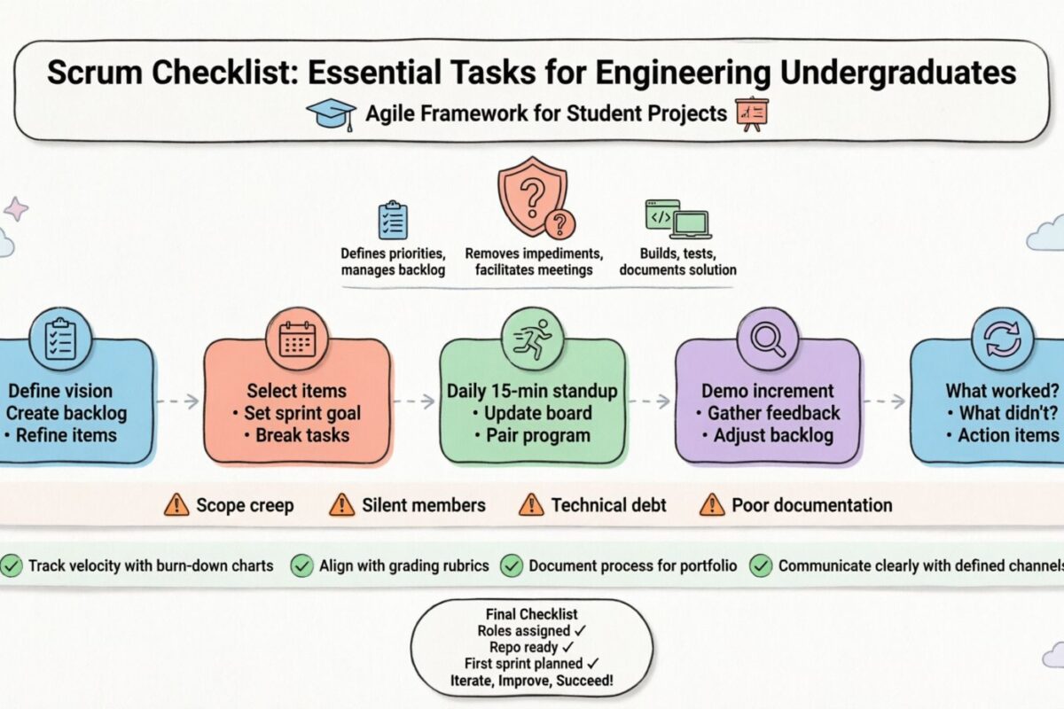 Lista de verificación de Scrum: Tareas esenciales para estudiantes de ingeniería
