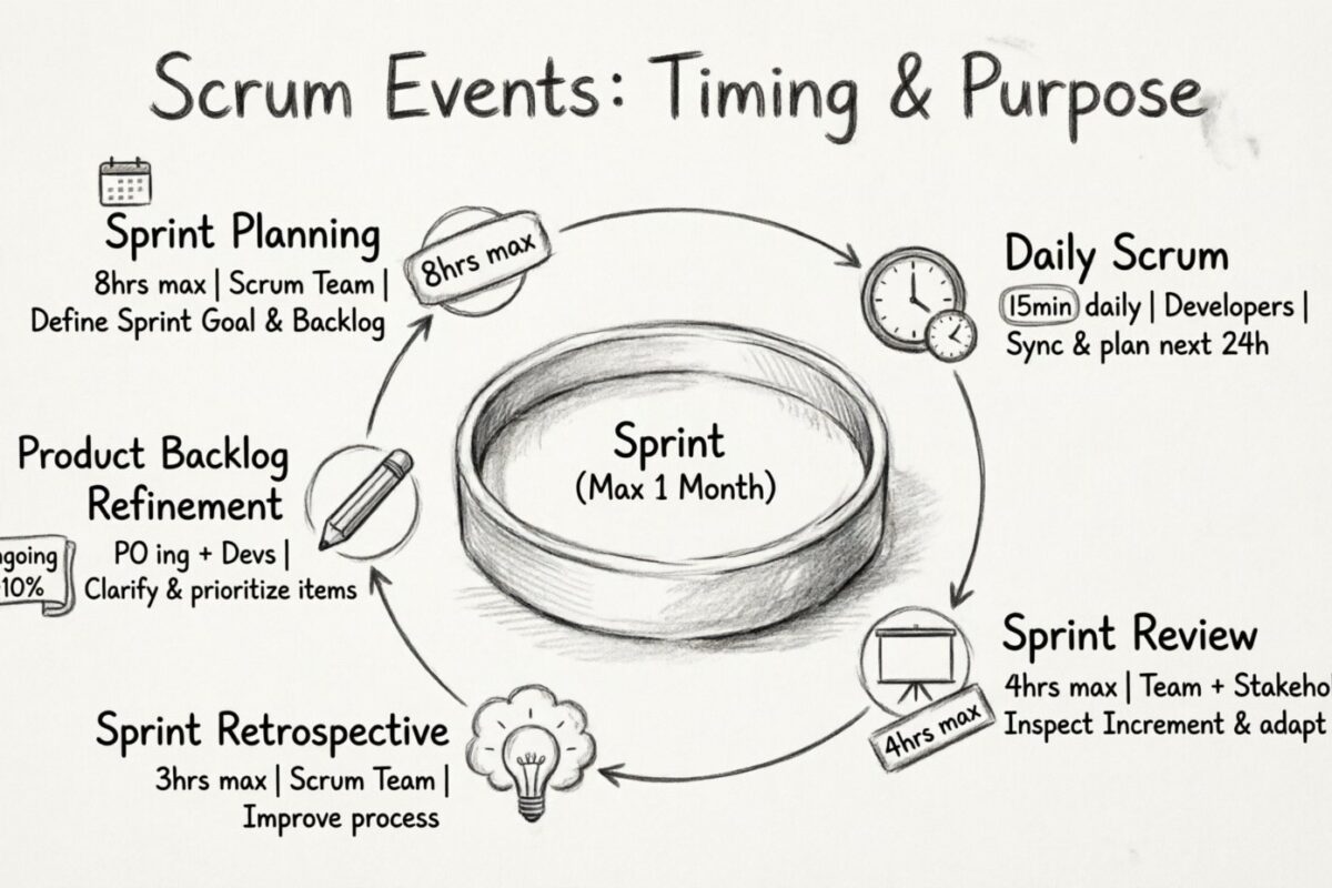 Eventos de Scrum explicados: cronología y propósito de las ceremonias