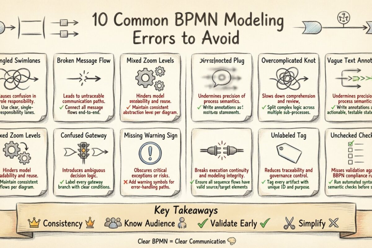 Cessez de commettre ces dix erreurs courantes de modélisation BPMN qui confusent les parties prenantes