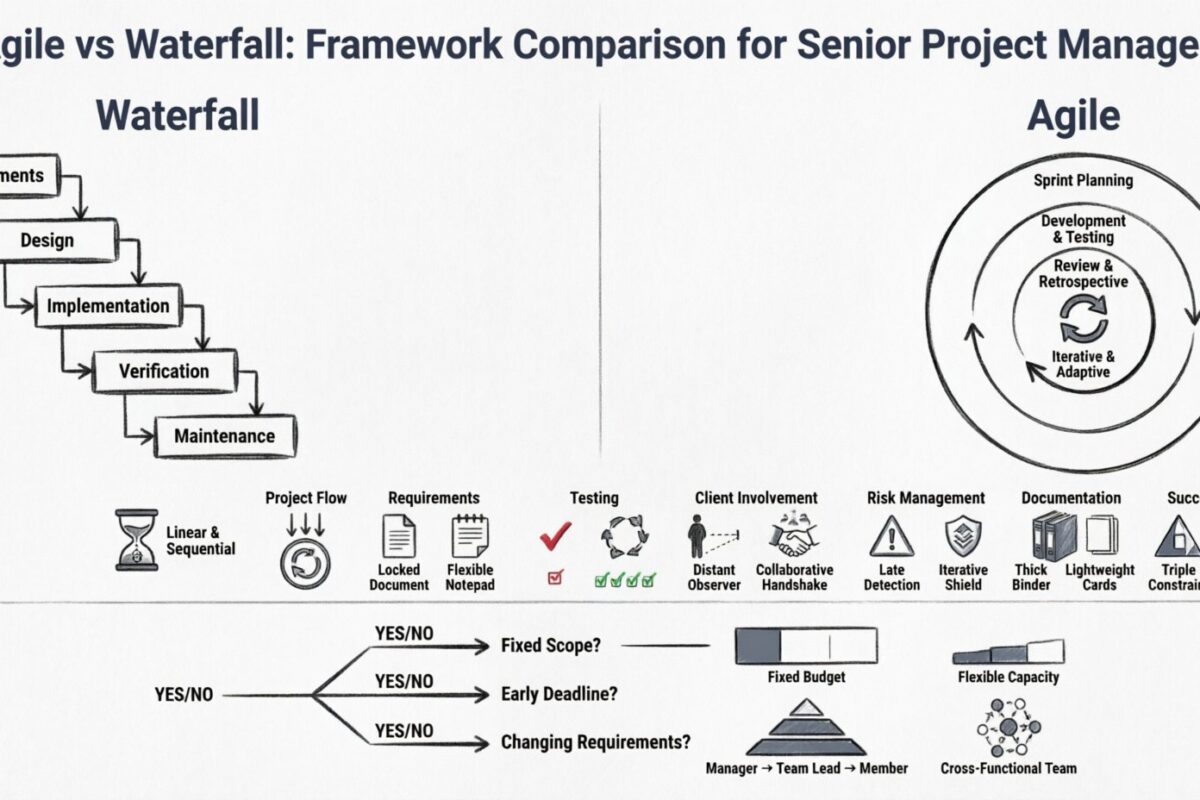 Agile vs. Waterfall: Perbandingan Dunia Nyata bagi Manajer Proyek Senior yang Menentukan Kerangka Kerja