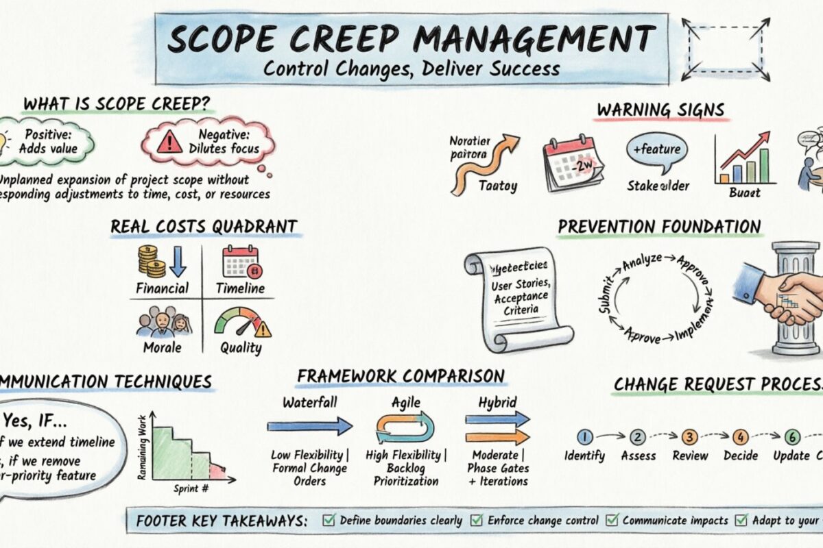 Seni Scope Creep: Cara Mengelolanya Secara Efektif dalam Kerangka Manajemen Proyek Apapun
