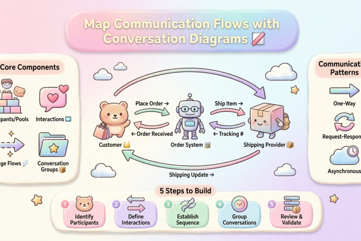Guia BPMN: mapeie fluxos de comunicação entre participantes usando diagramas de conversa