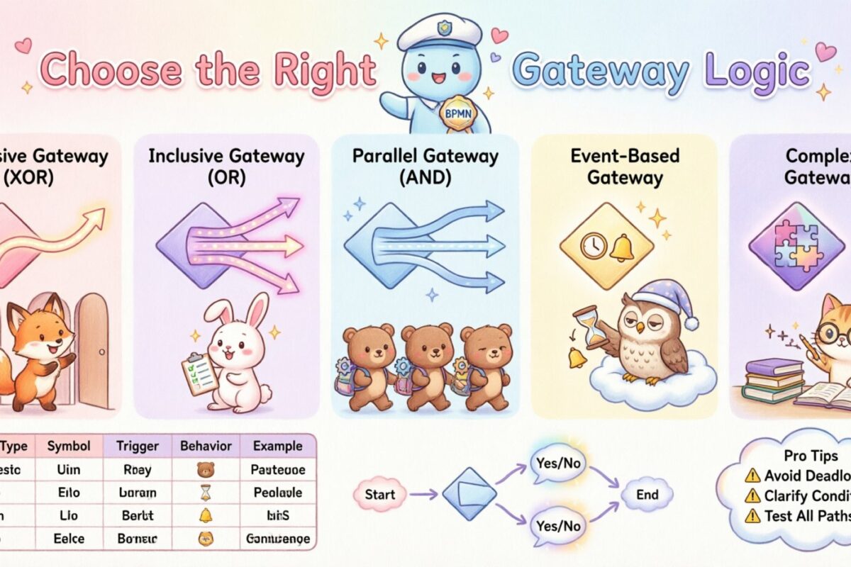 Hướng dẫn BPMN: Chọn logic cổng phù hợp cho các điểm quyết định trong quy trình làm việc của bạn