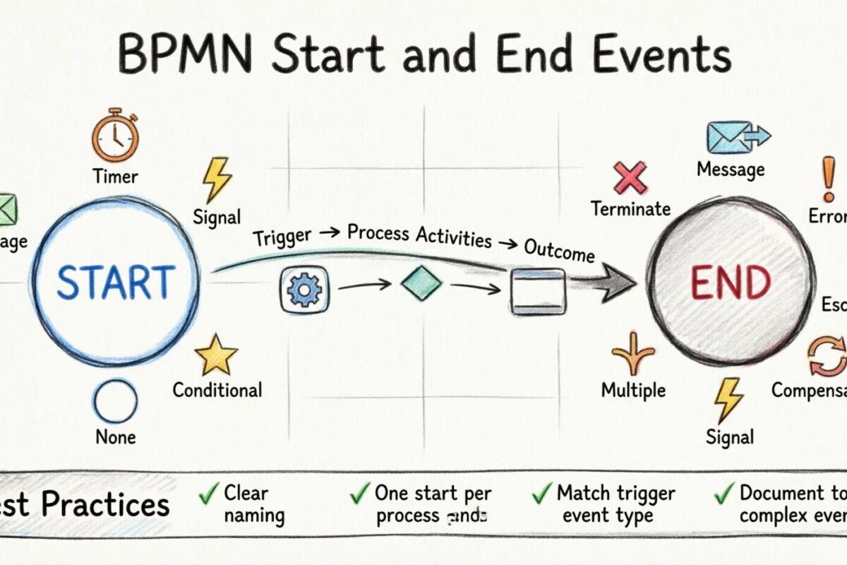 Hướng dẫn BPMN: Làm rõ các sự kiện kích hoạt quy trình bằng cách sử dụng đúng các sự kiện Bắt đầu và Kết thúc