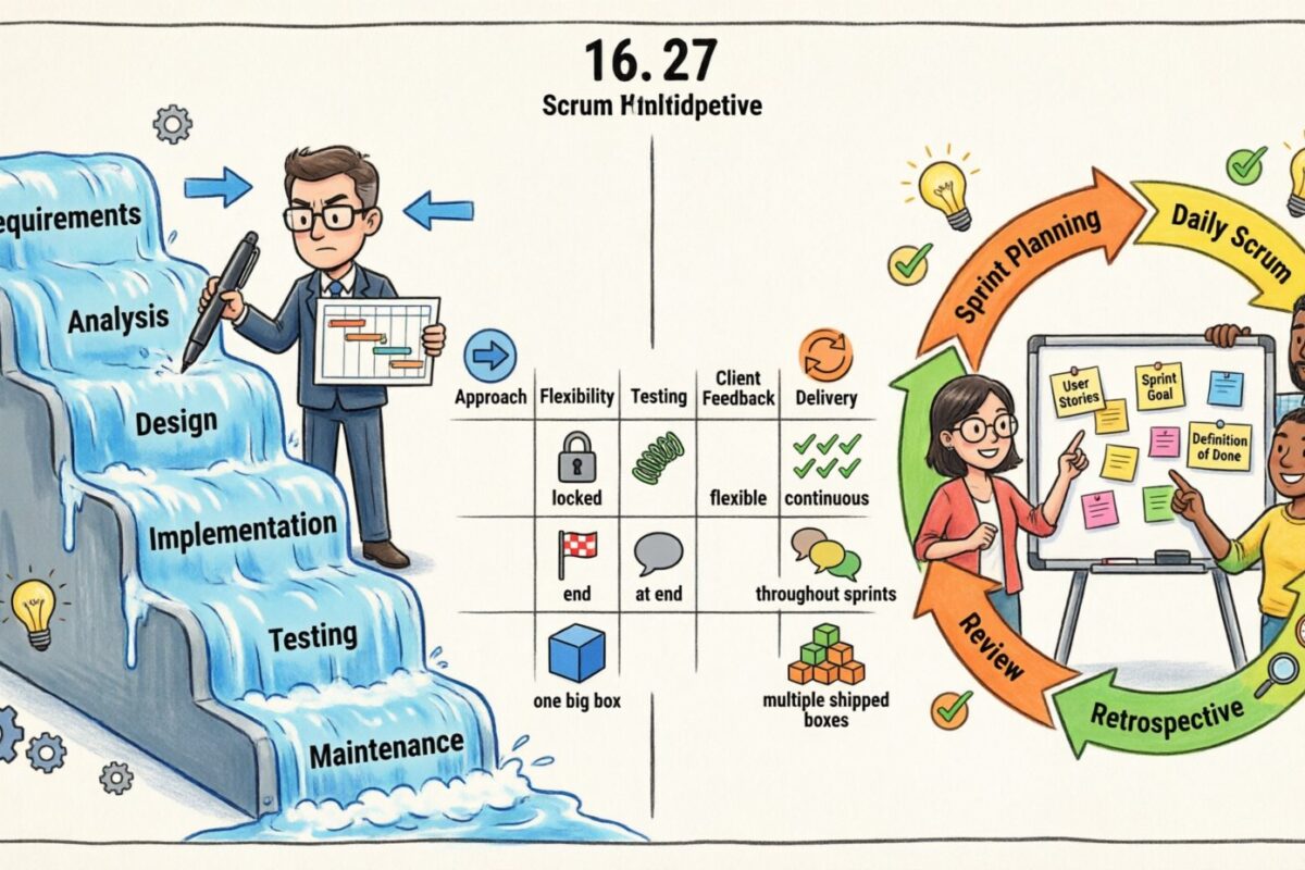 Scrum vs. Waterfall: A Clear Comparison for Beginners Scrum vs. Waterfall: A Clear Comparison for Beginners