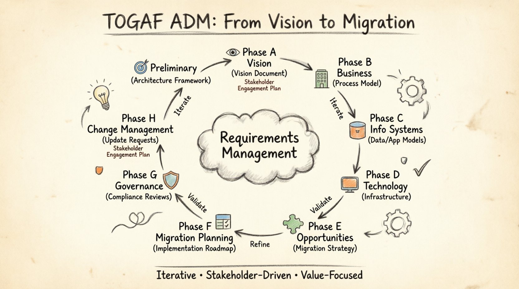 TOGAF Comprehensive Walkthrough: From Preliminary Phase to Migration Planning