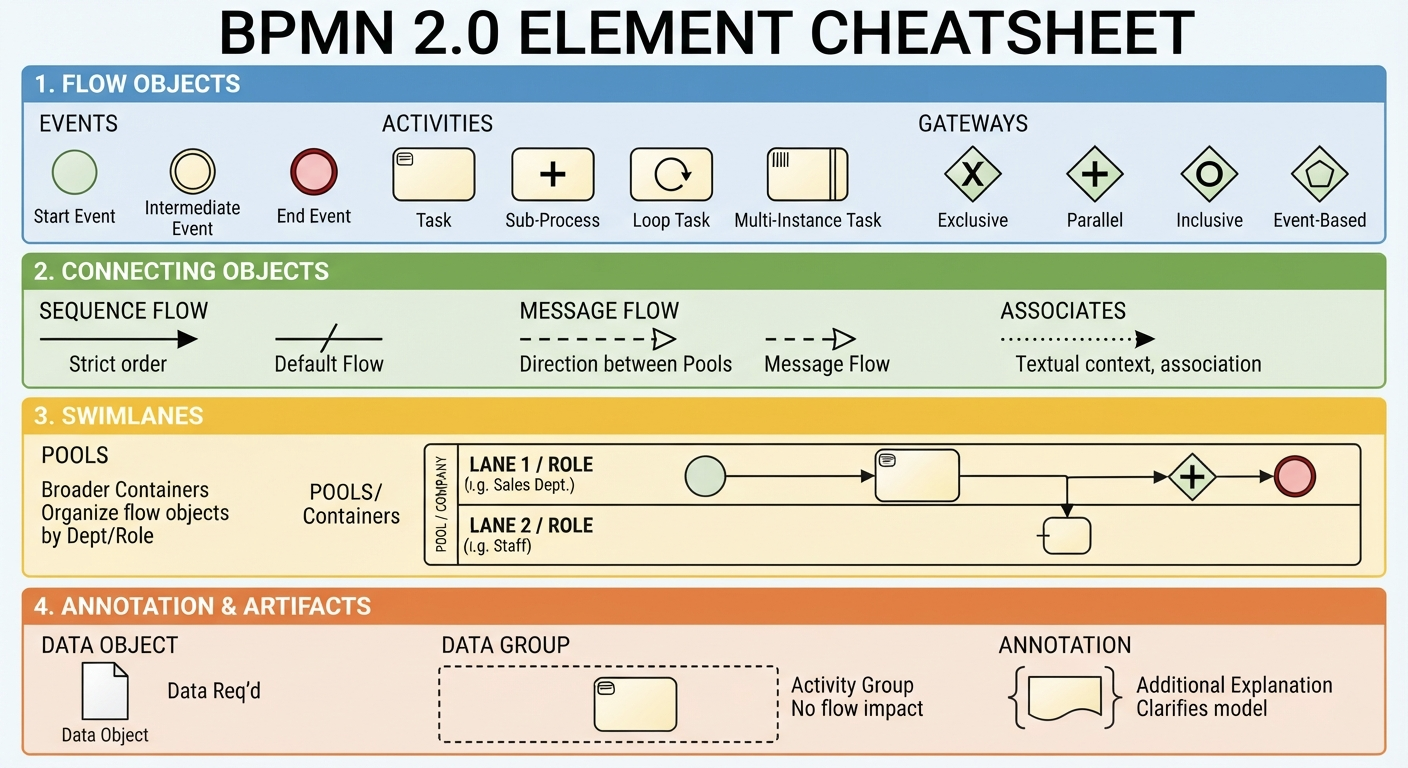 BPMN 2.0 element cheatsheet
